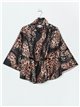 Belted animal print soft cape negro