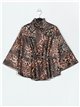 Belted animal print soft cape marron