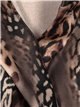 Belted animal print soft cape marron