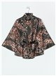 Belted animal print soft cape verde-militar