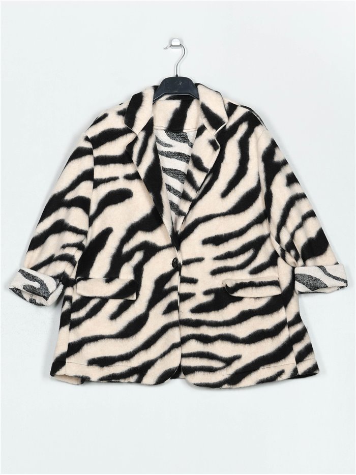 Blazer maxi pelo animal print cebra