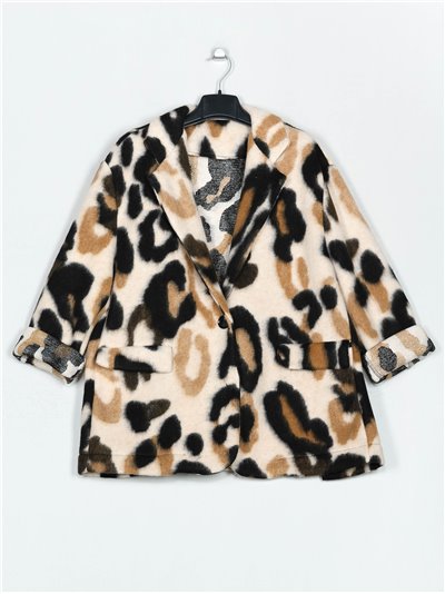 Blazer maxi pelo animal print leopardo