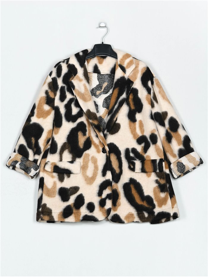 Blazer maxi pelo animal print leopardo