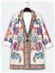 Sherpa lined printed knit coat multi-azul