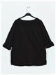 Plus size fleece slogan t-shirt negro