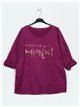 Plus size fleece slogan t-shirt buganvilla