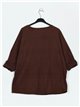 Plus size fleece slogan t-shirt marron