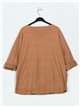 Plus size fleece slogan t-shirt camel