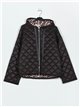 Leopard print quilted down puffer jacket with hood negro