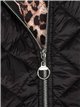 Leopard print quilted down puffer jacket with hood negro