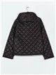 Leopard print quilted down puffer jacket with hood negro