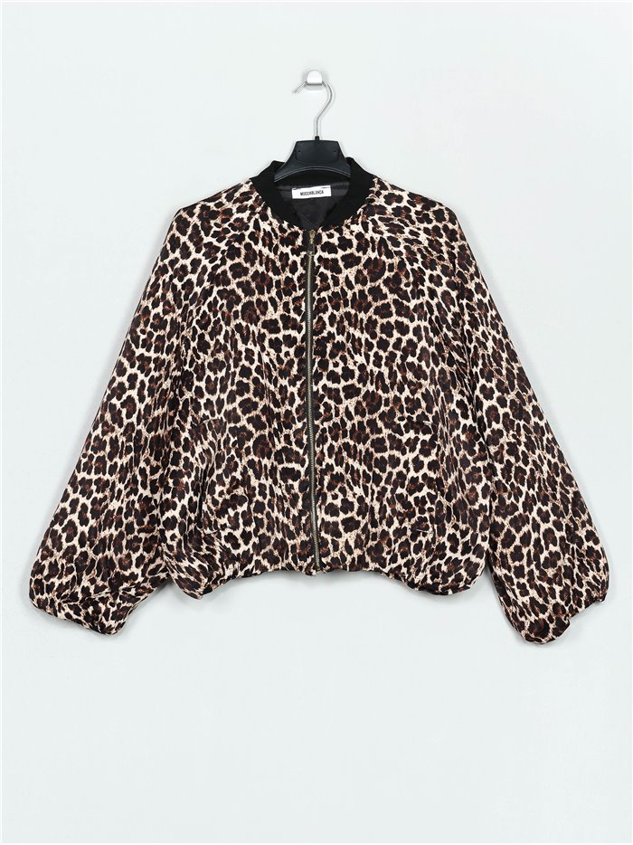 Bomber amplio acolchado leopardo leopardo