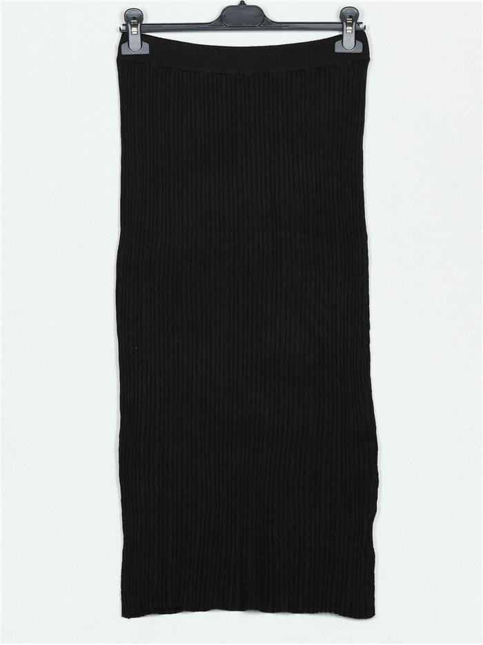 Textured cable-knit midi skirt negro