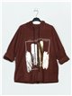 Plus size fleece slogan sweatshirts with hood marron