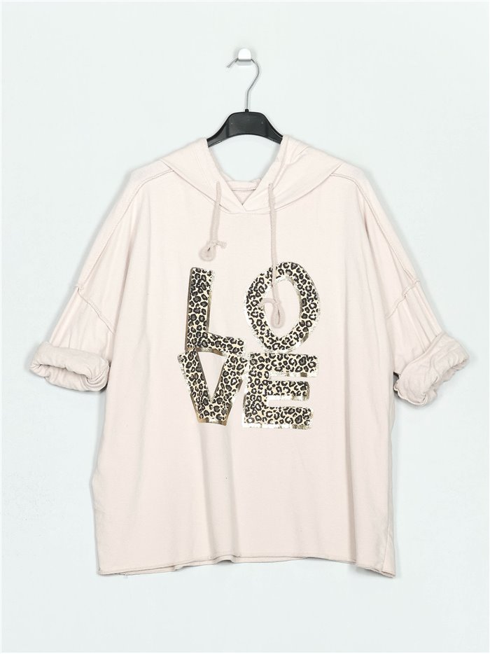 Plus size love sweatshirts beis