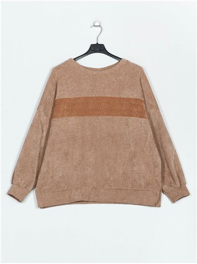 Plus size corduroy sweatshirts camel