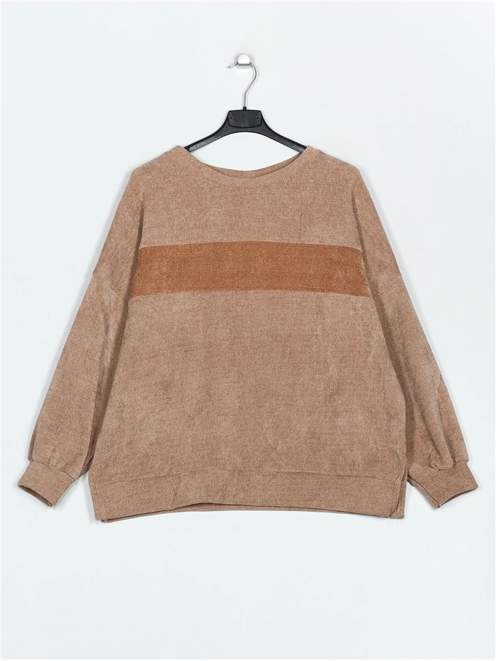 Plus size corduroy sweatshirts camel