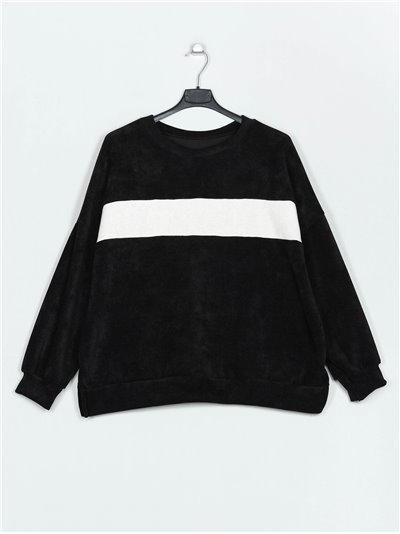 Plus size corduroy sweatshirts negro