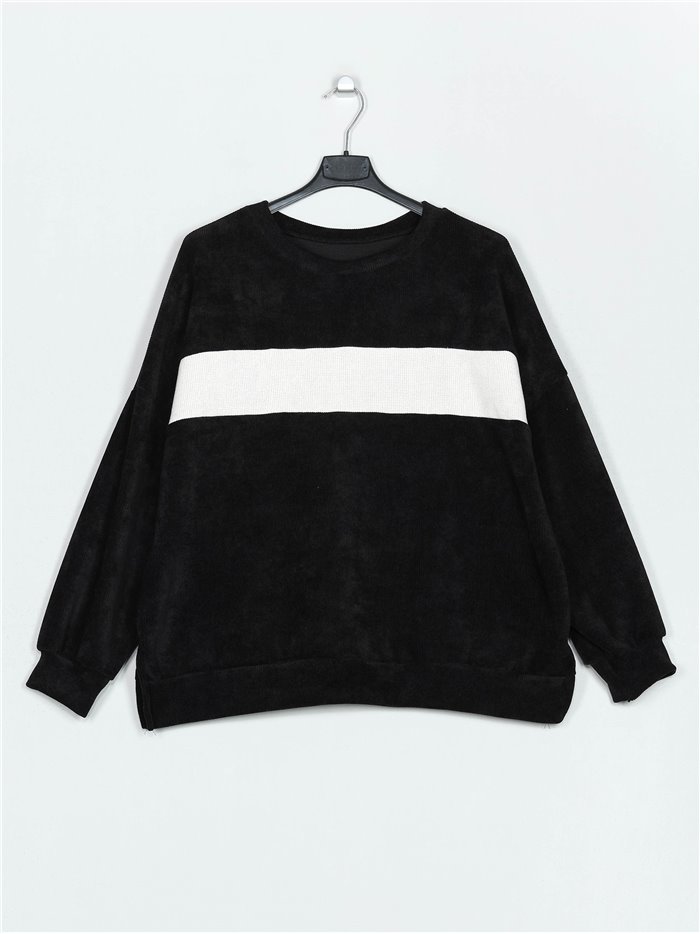 Plus size corduroy sweatshirts negro