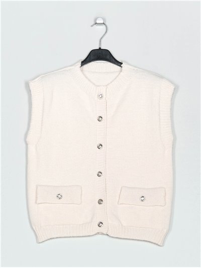 Knit waistcoat with buttons beis