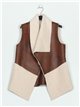 Sherpa lined faux leather waistcoat marron