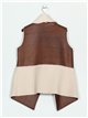 Sherpa lined faux leather waistcoat marron