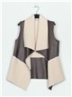 Sherpa lined faux leather waistcoat gris