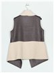 Sherpa lined faux leather waistcoat gris