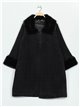 Plus size knit coat with faux fur negro