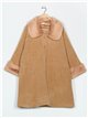 Plus size knit coat with faux fur camel