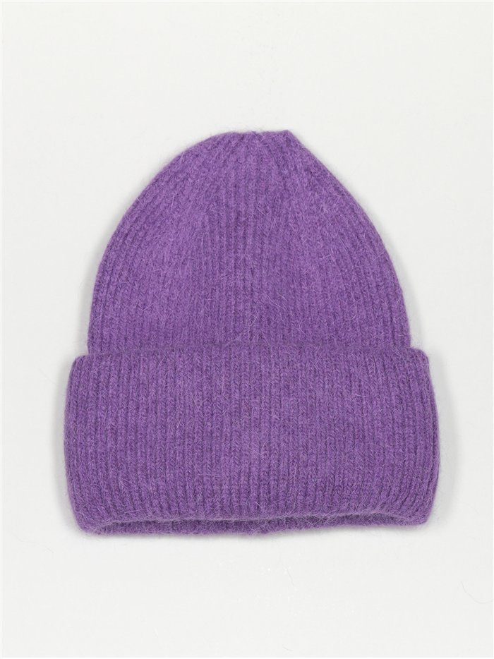 Gorro punto vuelta morado