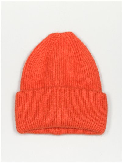 Gorro punto vuelta naranja