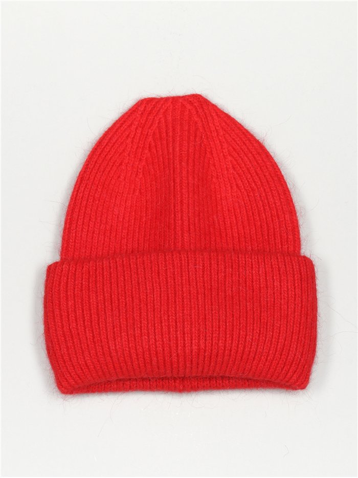 Turn-up knit beanie rojo