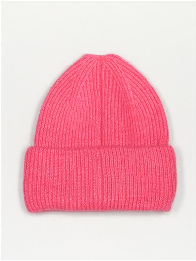 Turn-up knit beanie fucsia