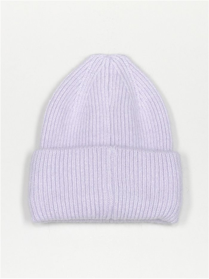 Turn-up knit beanie lila