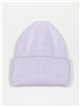 Turn-up knit beanie lila