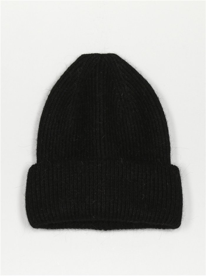 Turn-up knit beanie negro