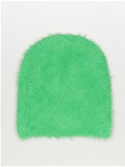 Gorro punto pelo verde-hierba