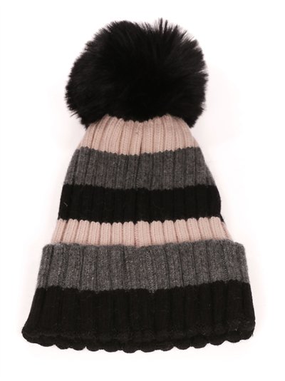 Gorro punto franjas pompon negro