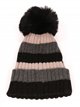 Gorro punto franjas pompon negro