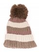 Gorro punto franjas pompon taupe