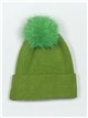 Gorro punto pompon verde-lima