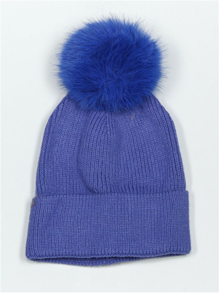 Gorro punto pompon azulon