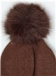 Gorro punto pompon marron