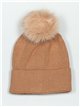 Gorro punto pompon camel