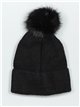 Gorro punto pompon negro