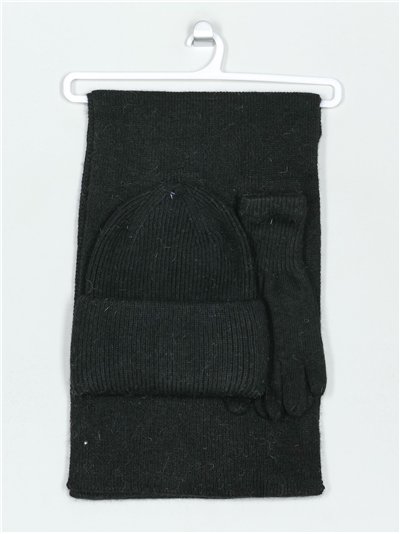 Co-Ord scarf + beanie + gloves negro