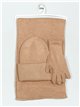 Conjunto bufanda + gorro + guantes camel