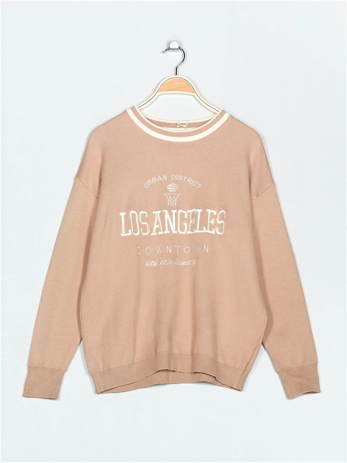 Embroidered slogan sweater 