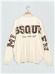 Oversized slogan sweater with sequins 